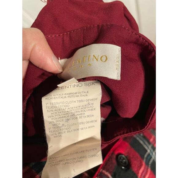 Valentino Roma Silk Palazzo Vintage Tie Wide Trouser Burgundy pant Sz 10 coastal - Picture 8 of 8